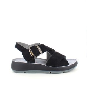 Elegant sort sandal i skind med svangstøtte - 37