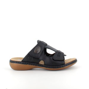 Sort Rieker sandal i skind med god svangstøtte - 38