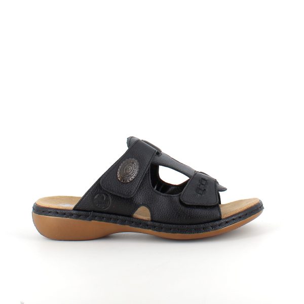 Sort Rieker sandal i skind med god svangstøtte - 40